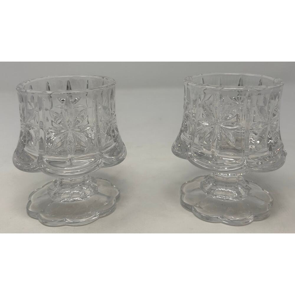 PartyLite Crystal Cottage Light Votive Candle Holders Starburst Scalloped Design